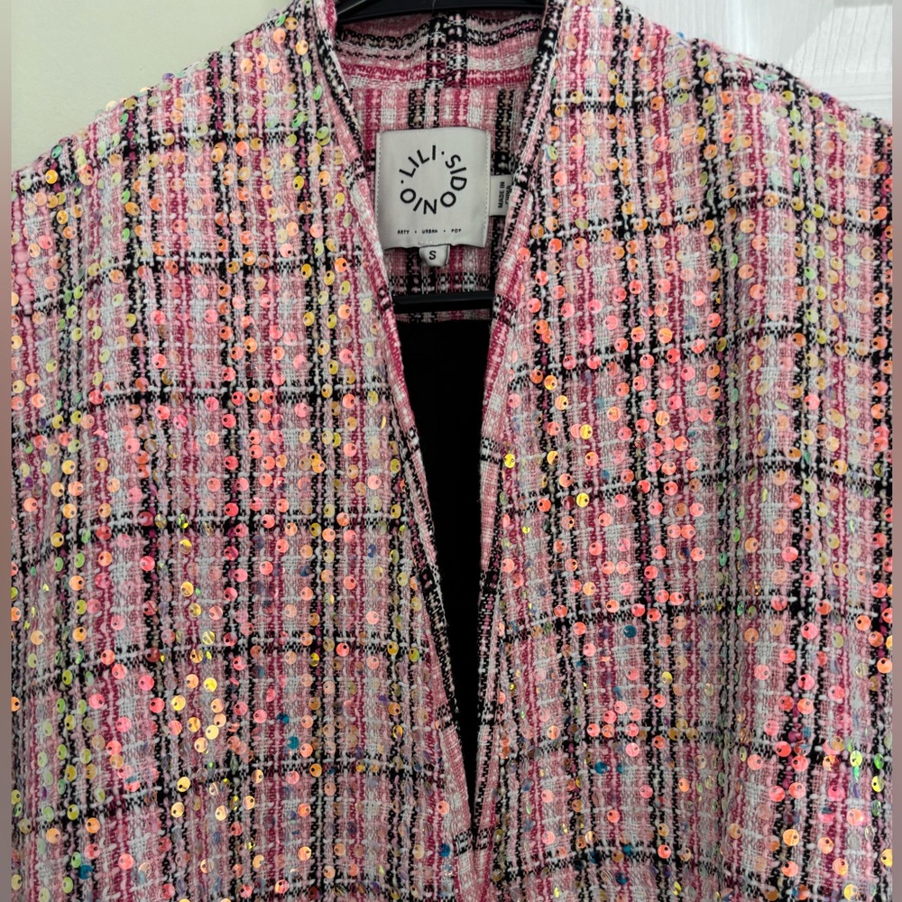 Chic Pink Sequin Blazer - image 3